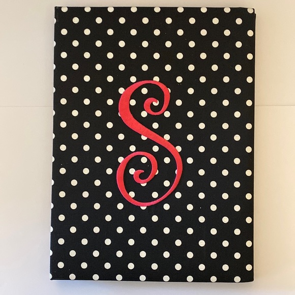 Fabric Polka Dot Notebook • Monogram “S” • Line Writing Pad •Vintage • Like New - Picture 1 of 16